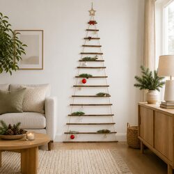 Natural Wood Hanging Christmas Tree Decoration 100x210cm