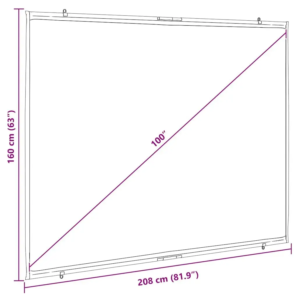 Projection Screen Wall-Hanging 100 Inch 4:3 Aspect Ratio Matte White Home