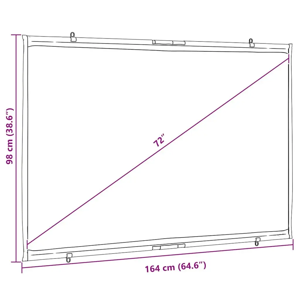 Projection Screen Wall-Hanging 72 Inch 16:9 Matte Home Theater Office Classroom