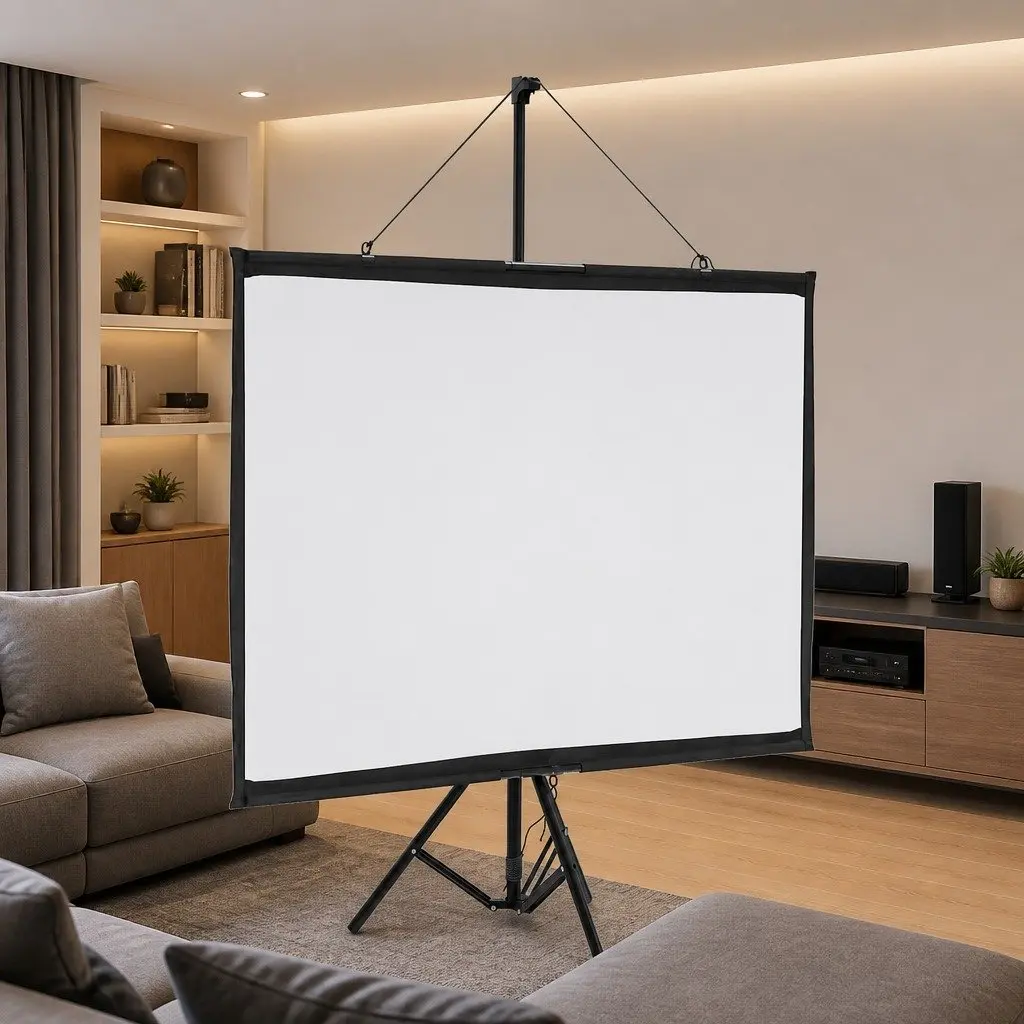 Projection Screen with Tripod 60 Inch 4:3 Matte White Portable Presentations