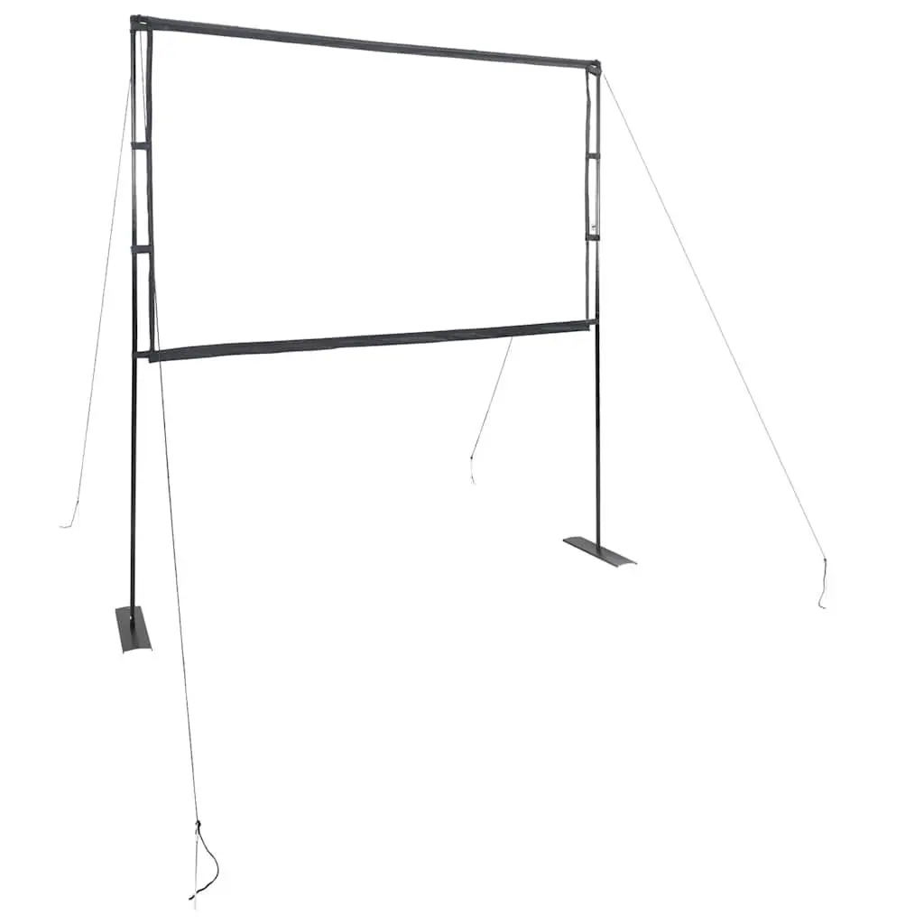 90 Inch 16:9 Projection Screen Manual Display White Portable Stand Home Theater