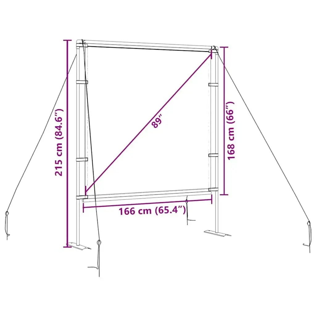 Projection Screen Matte 89 Inch Portable Stand White