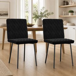 Elegant Black Velvet Dining Chairs - 2 Piece Set