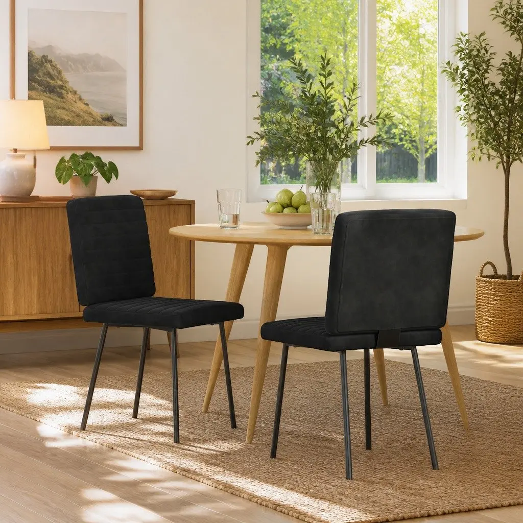 Black Velvet Dining Chairs Set of 2