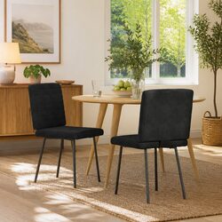 Elegant Black Velvet Dining Chairs Set of 2