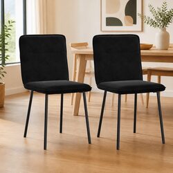 Elegant Black Velvet Dining Chairs Set of 2