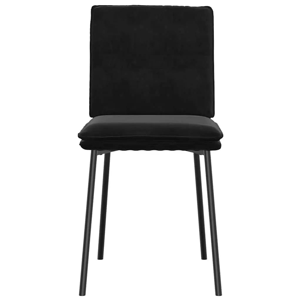 Set of 2 Ergonomic Black Velvet Dining Chairs