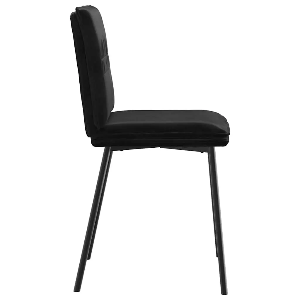 Set of 2 Ergonomic Black Velvet Dining Chairs