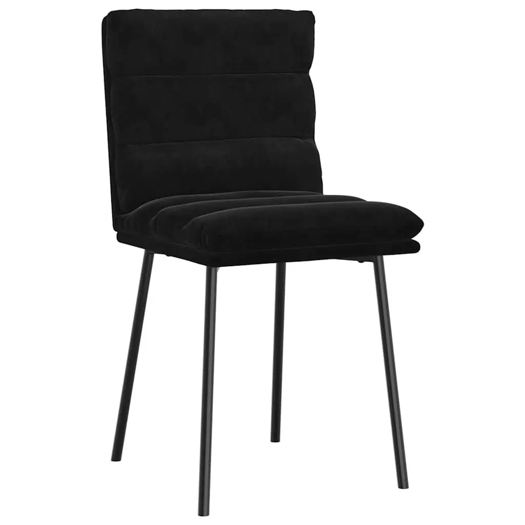 Ergonomic Black Velvet Dining Chairs, 2 pcs Set