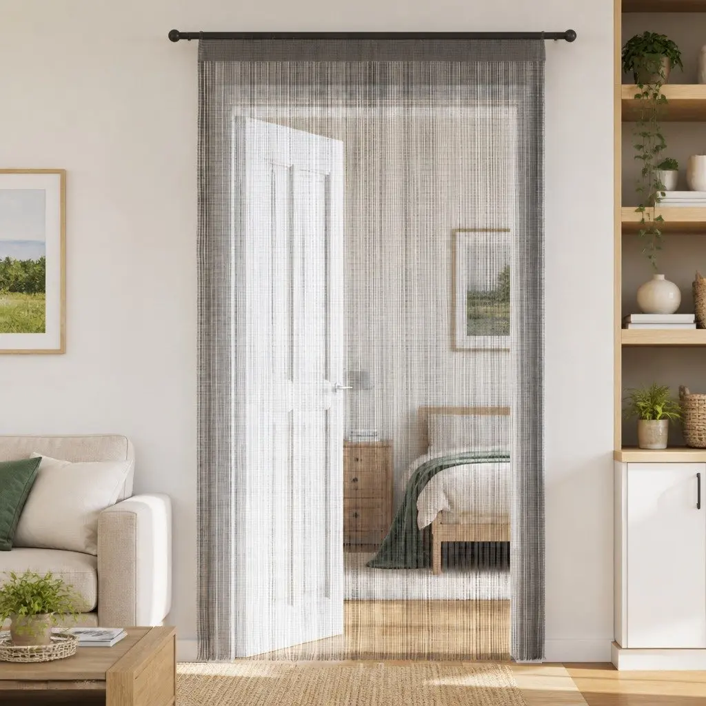 Anthracite String Curtains 2 Panels 140x250cm