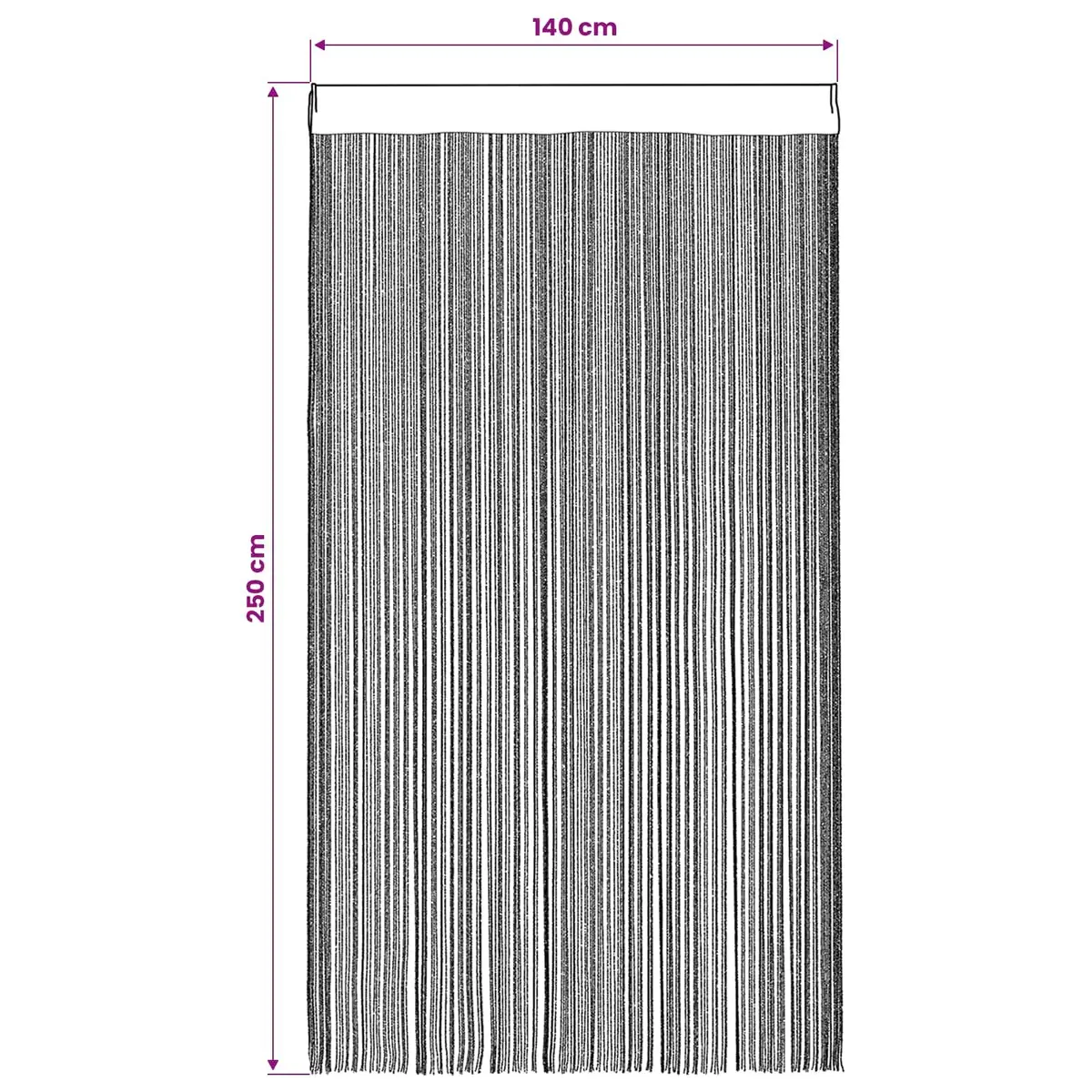 Anthracite String Curtains 2 Panels 140x250cm