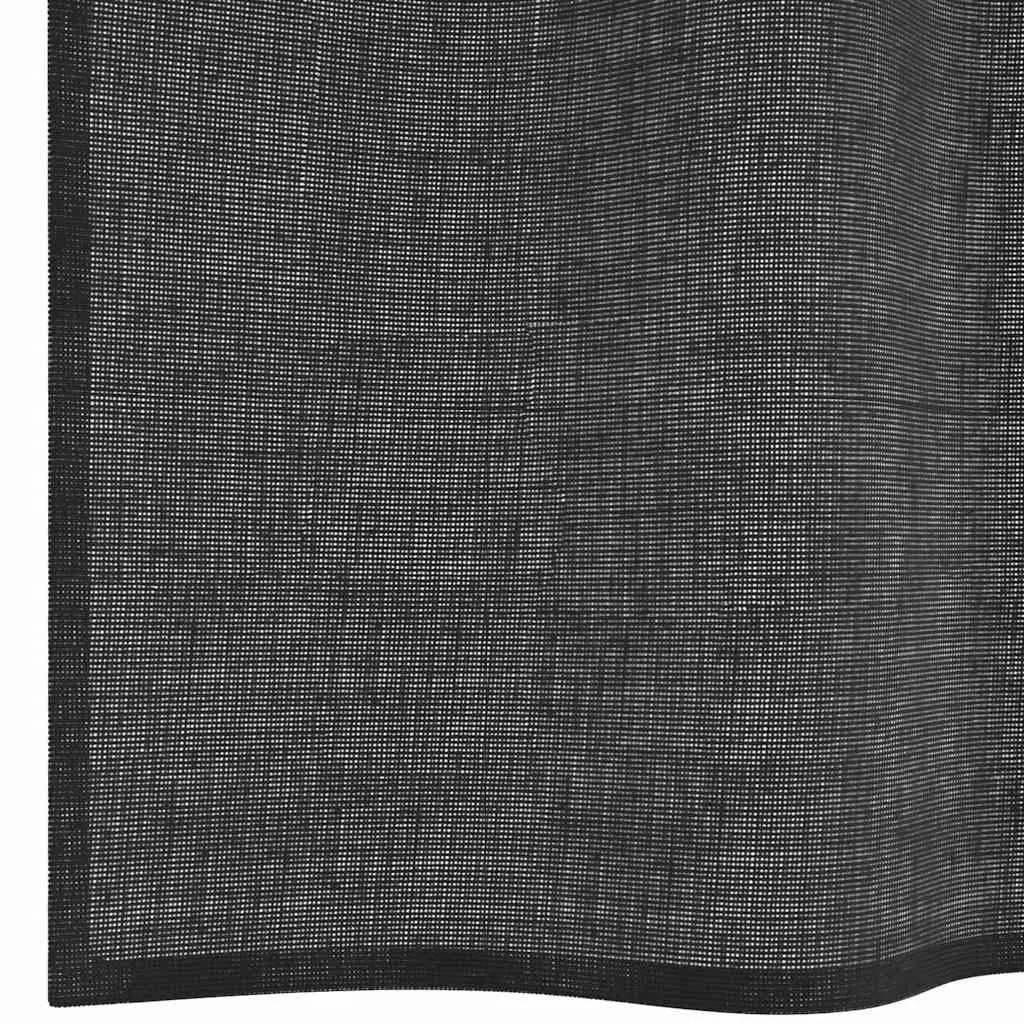 Voile Curtains Polyester 140x245 cm Black 2 pcs Semi-Transparent