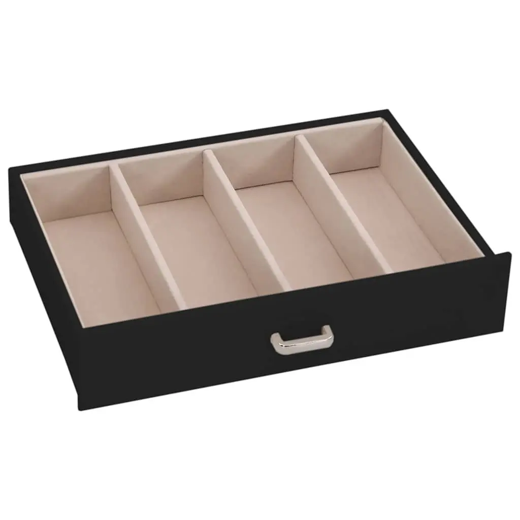 Jewellery Box Velvet 5-Layer Black Organiser with Mirror Lockable Storage Holder