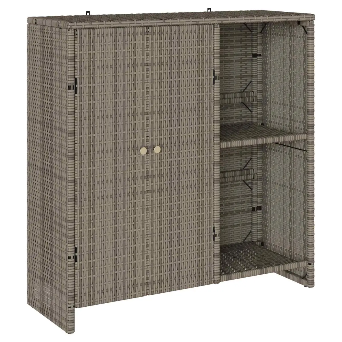 Storage Cabinet Rattan Grey Rectangular 100x36x102cm