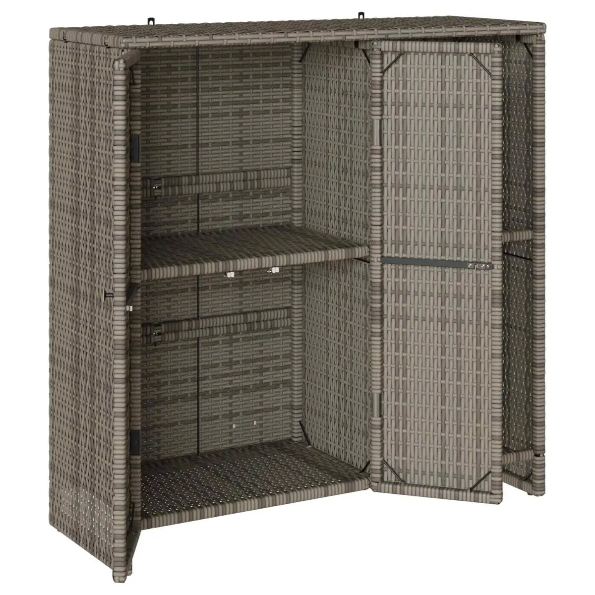 Storage Cabinet Rattan Grey Rectangular 100x36x102cm