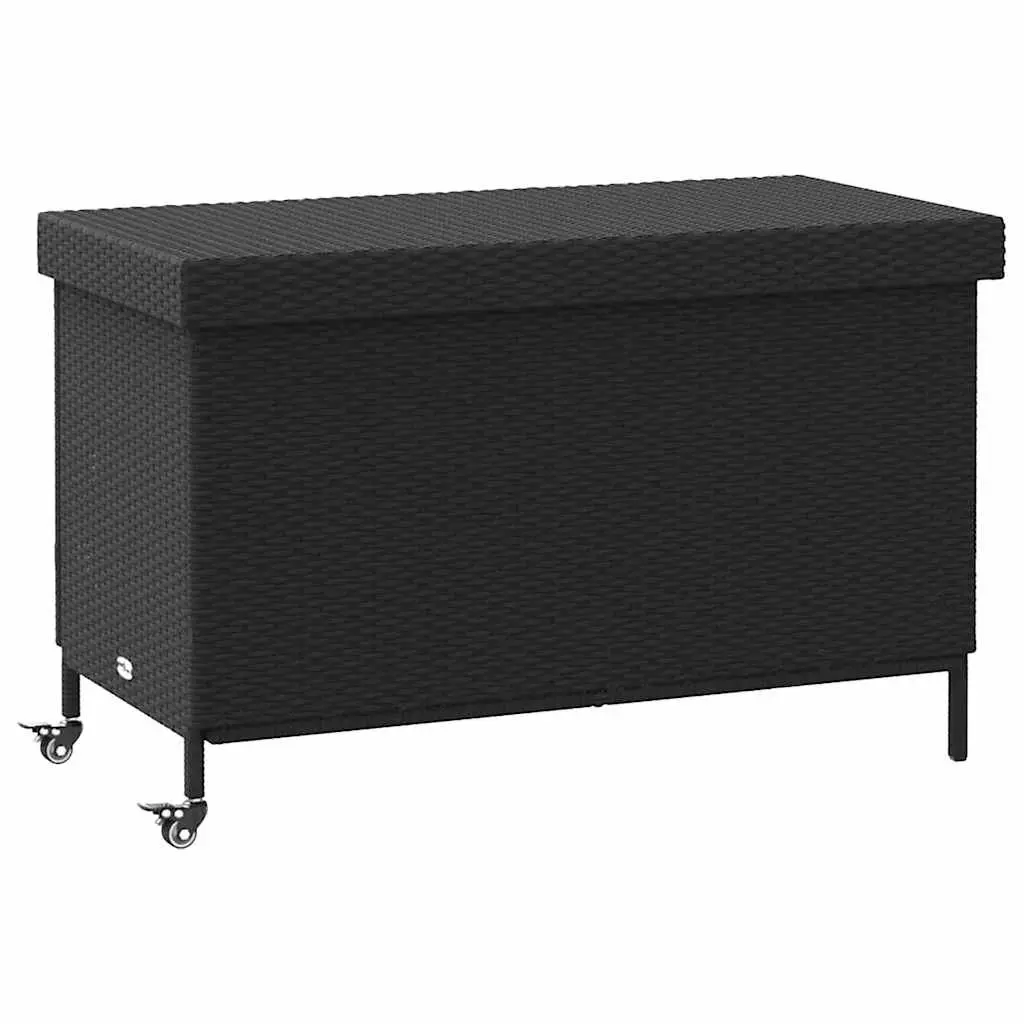 Garden Storage Box PE Rattan 110 x 55 x 73 cm Black