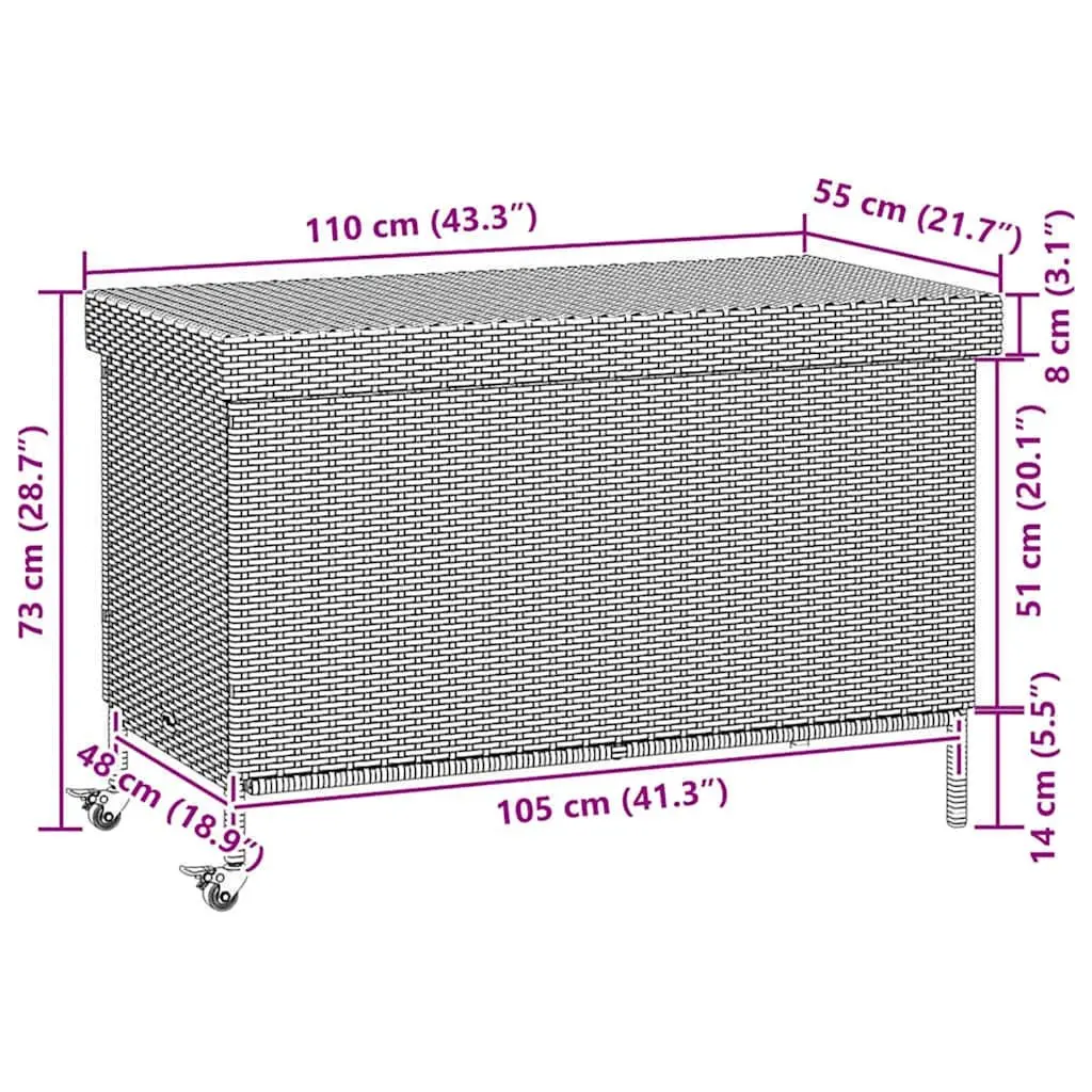 Garden Storage Box PE Rattan 110 x 55 x 73 cm Black