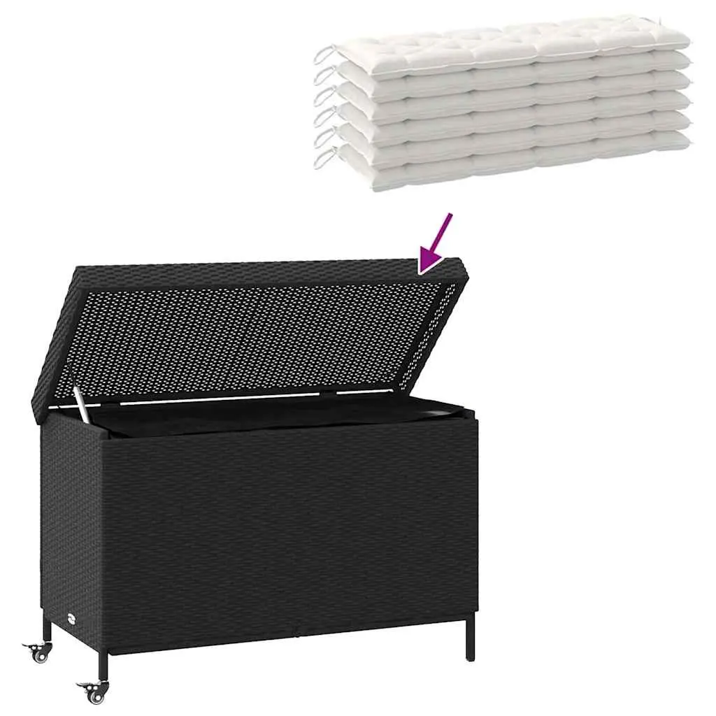 Garden Storage Box PE Rattan 110 x 55 x 73 cm Black