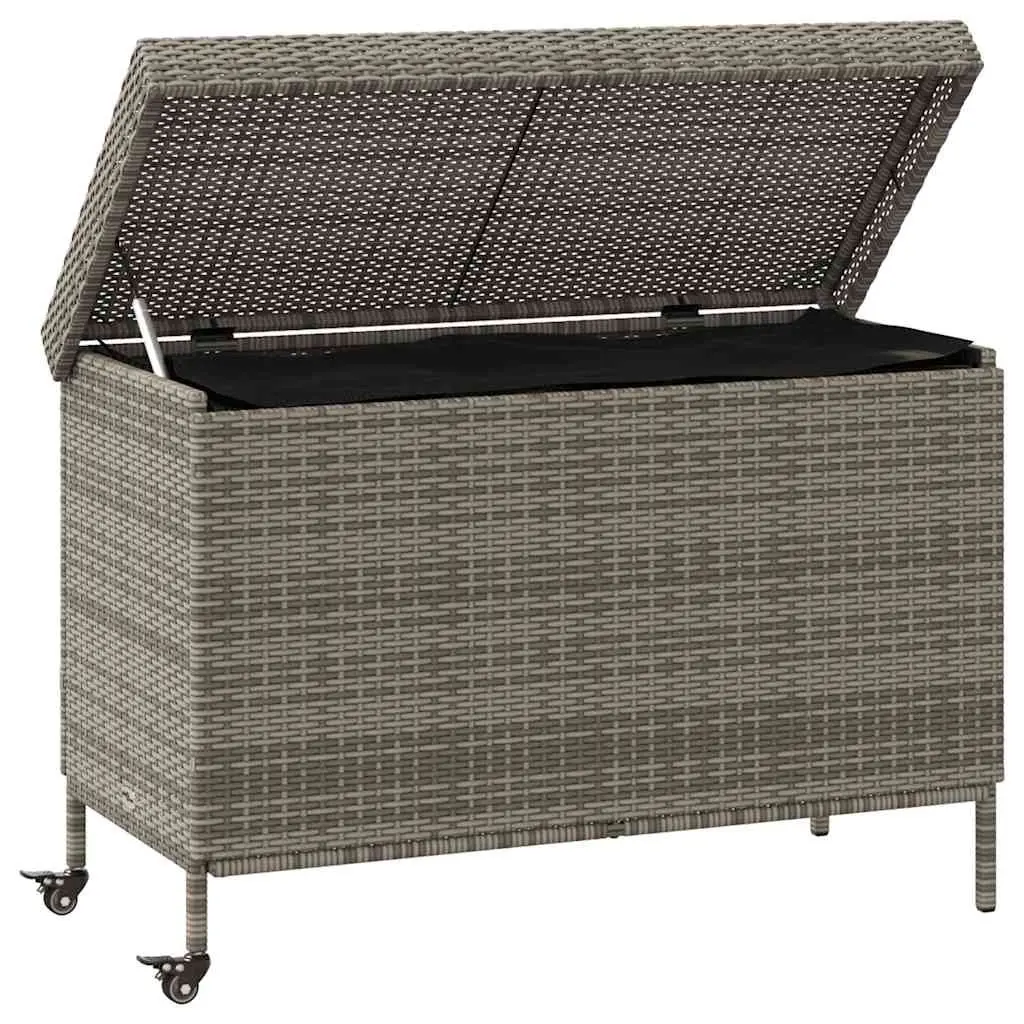 Grey Garden Storage Box with Wheels for Outdoor Use