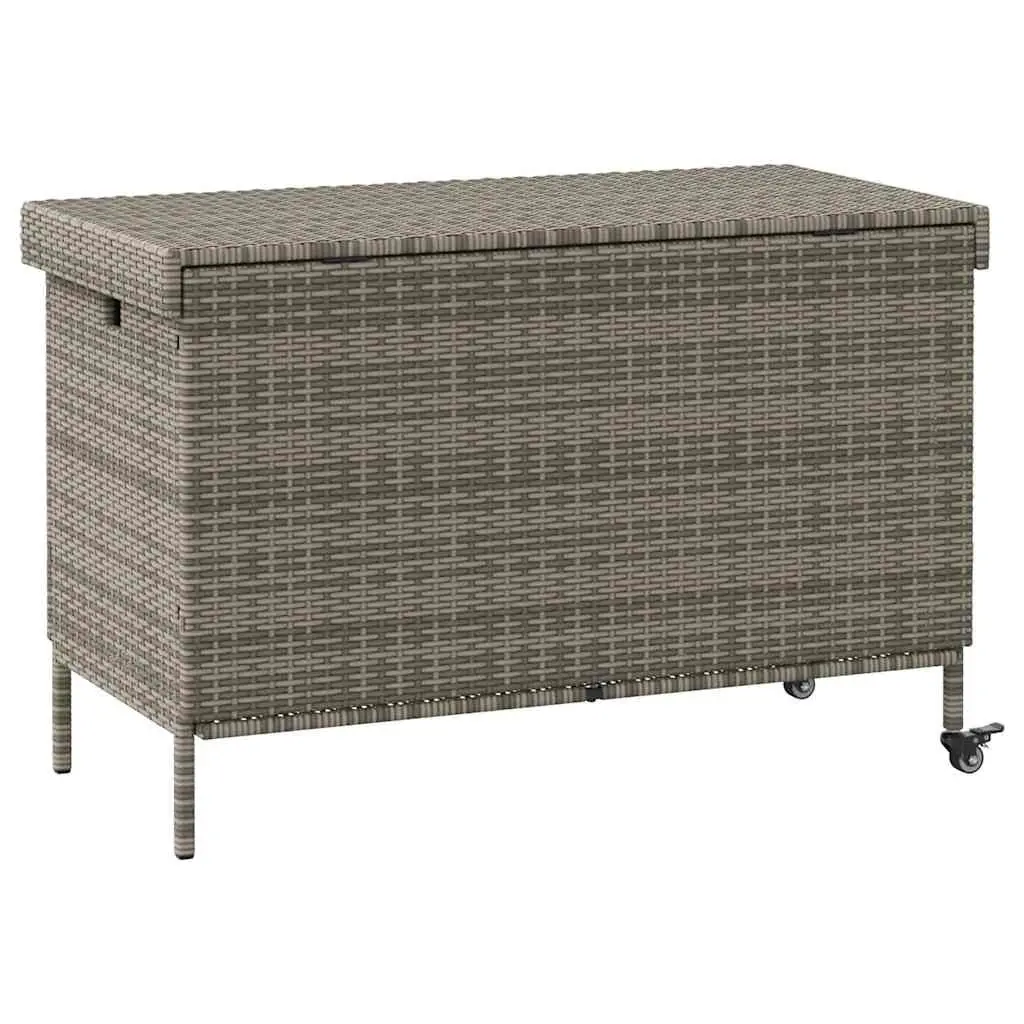 Grey Garden Storage Box with Wheels for Outdoor Use