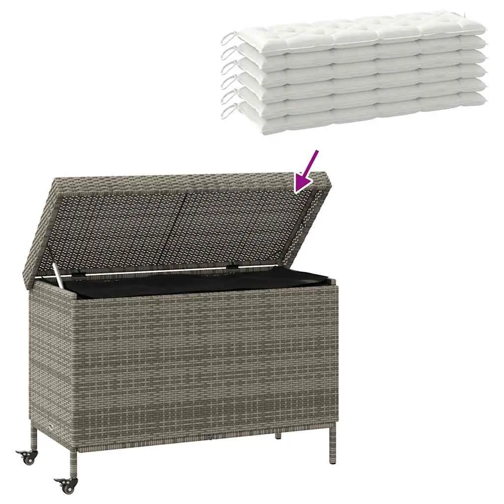 Grey Garden Storage Box with Wheels for Outdoor Use