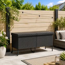 Durable Outdoor Storage Box with Wheels for Garden Use