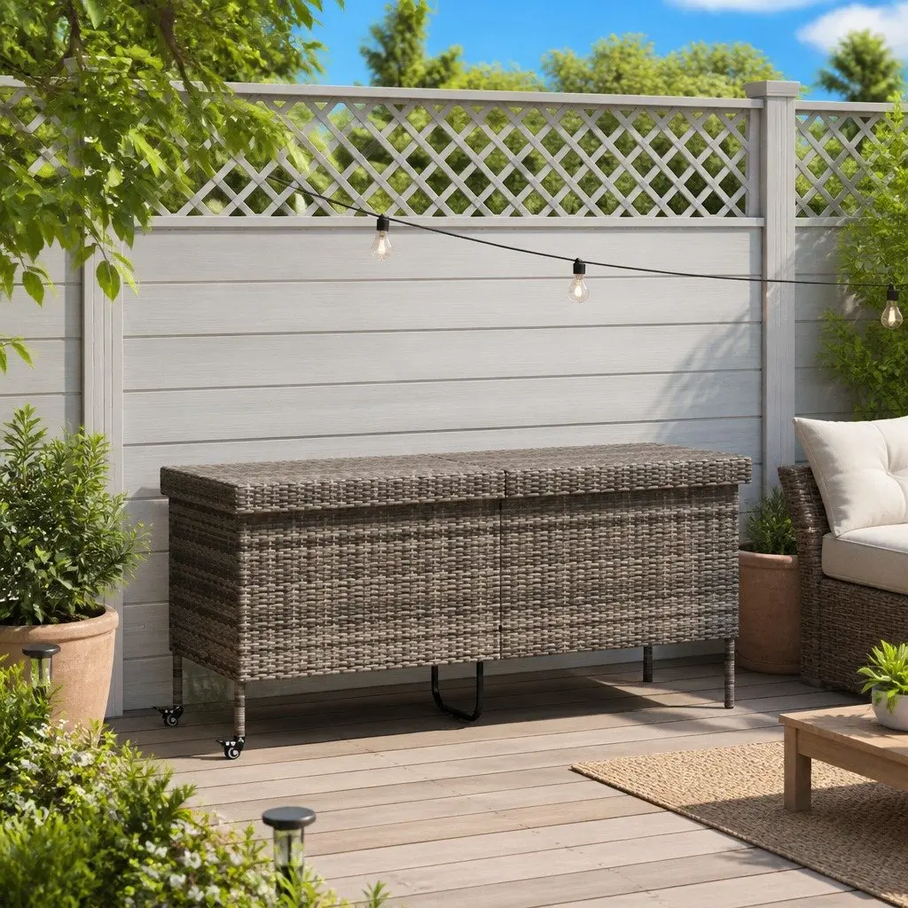 Garden Storage Box on Wheels for Outdoor Use