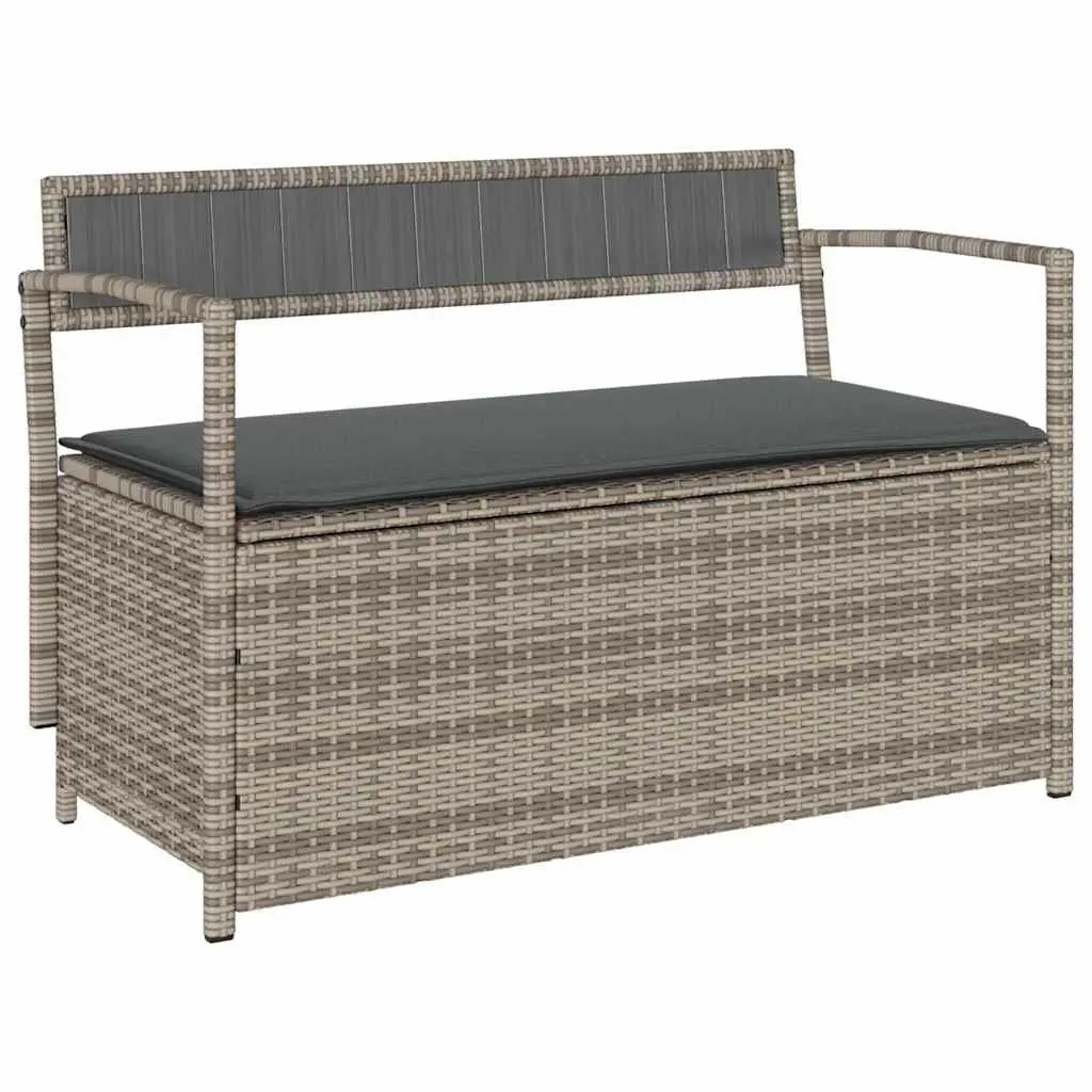 Garden Storage Bench with Cushion in Grey