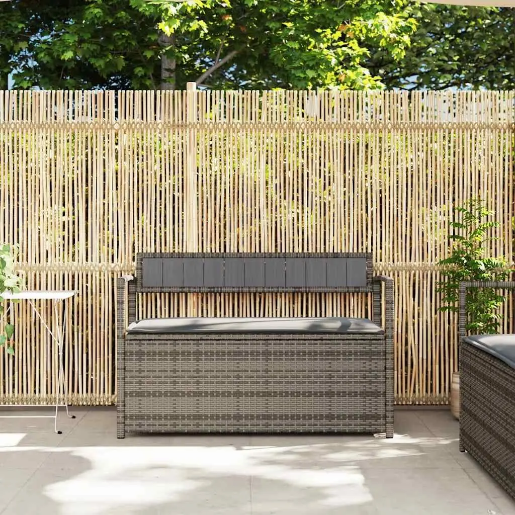 Garden Storage Bench with Cushion in Grey