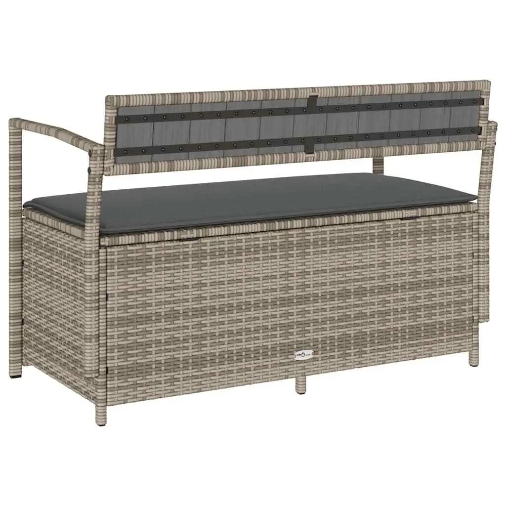 Garden Storage Bench with Cushion in Grey