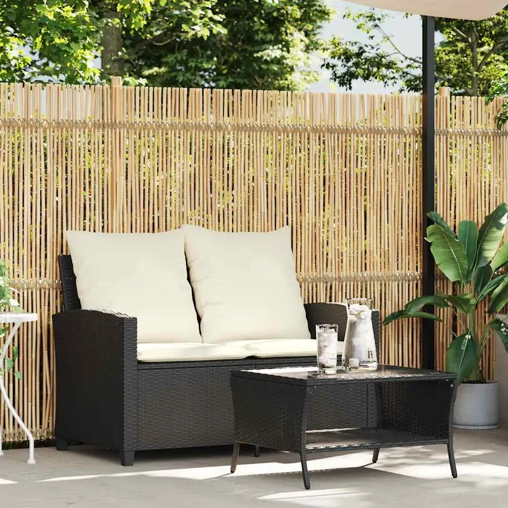 2-Seater Outdoor Garden Sofa in Black Rattan