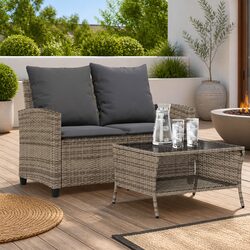 Durable 2-Seater Garden Sofa Set with Cushions and Table