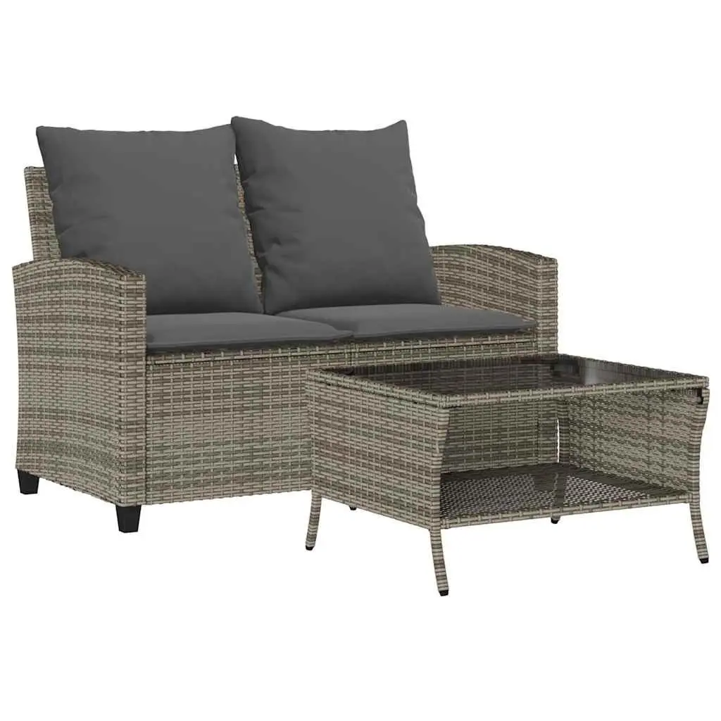 2-Seater Garden Sofa Set with Cushions and Table