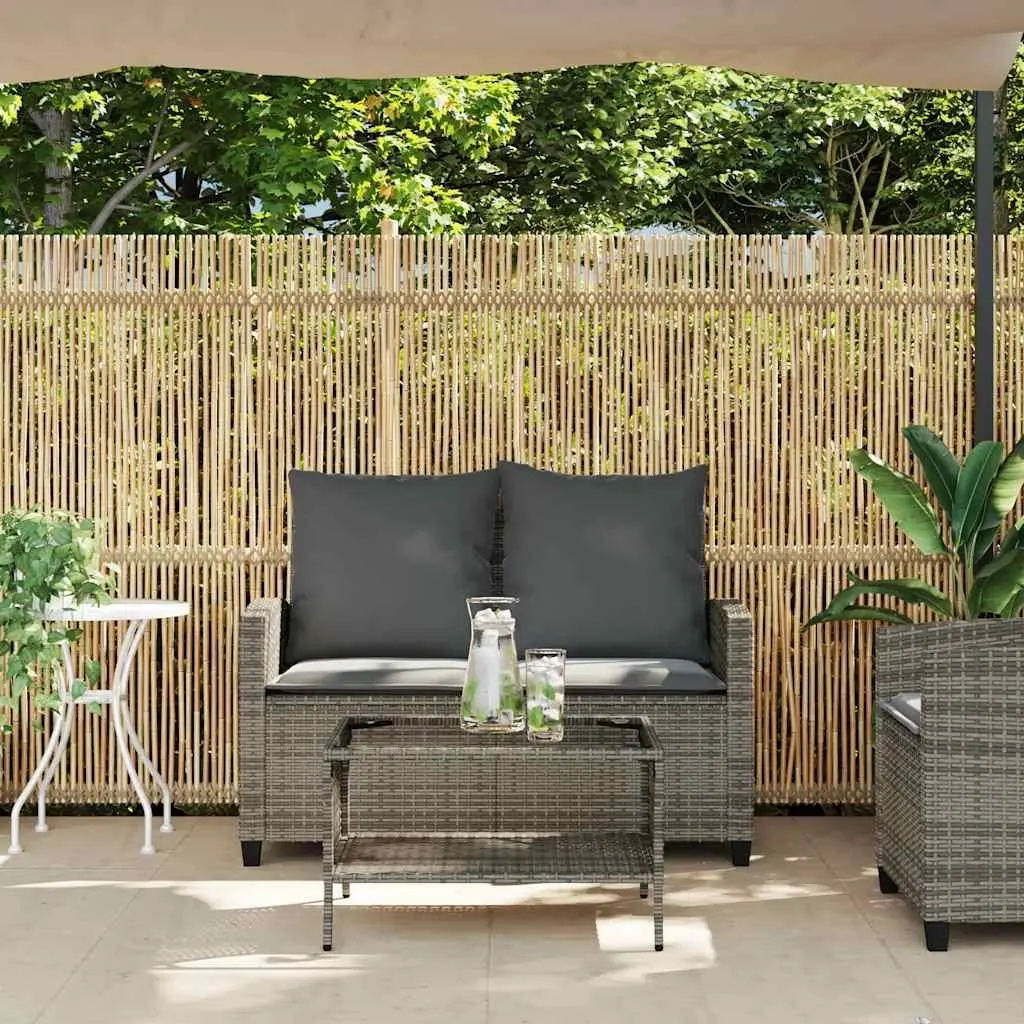 2-Seater Garden Sofa Set with Cushions and Table