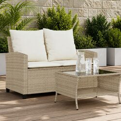 Durable Outdoor Garden Sofa Set with Cushions and Table