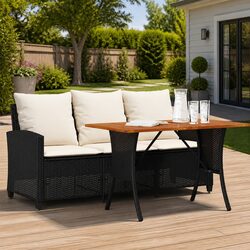 Durable 3-Seater Garden Sofa Set with Cushions & Table