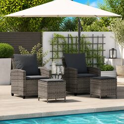 Durable 4-Piece Grey Outdoor Garden Sofa Set