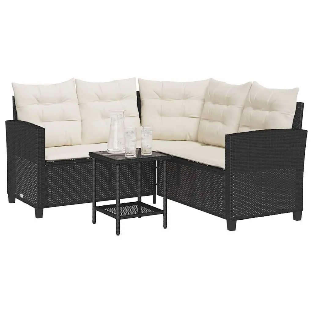 L-Shaped Garden Sofa Set with Coffee Table and Cushions Outdoor Patio Furniture