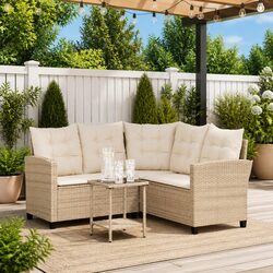 Quality L-Shaped Garden Sofa with Cushions and Table