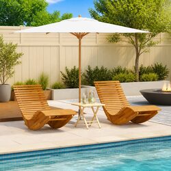 Quality Sun Lounger Rocking Chair for Two - Brown Acacia