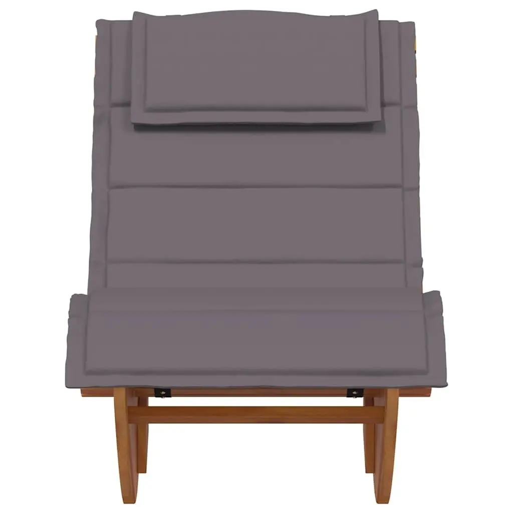 Sun Lounger Solid Acacia Wood Brown Outdoor Rocking Chair with Cushion