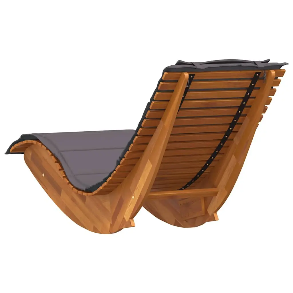 Sun Lounger Solid Acacia Wood Brown Outdoor Rocking Chair with Cushion