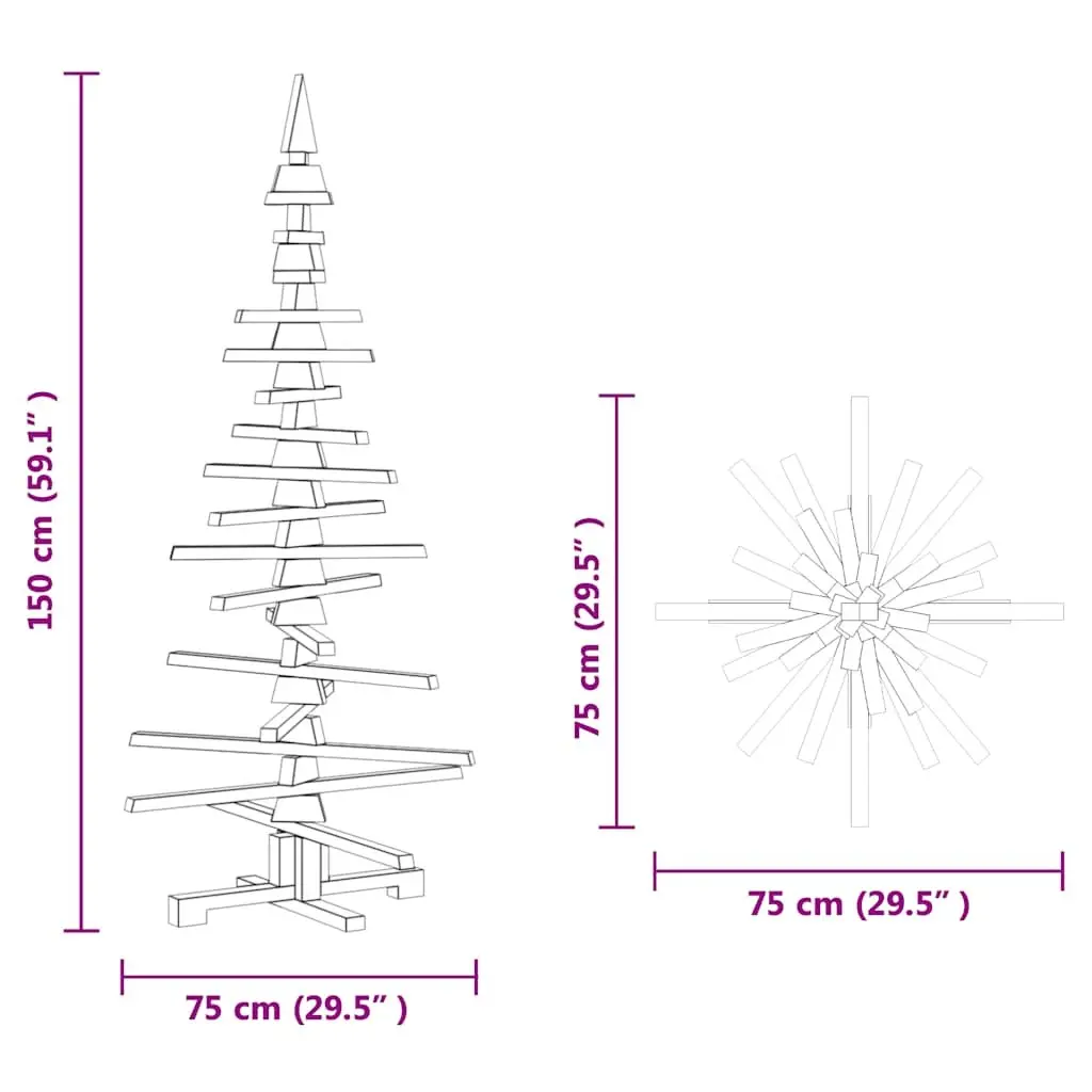 Solid Pine Wood 150cm Christmas Tree Decoration