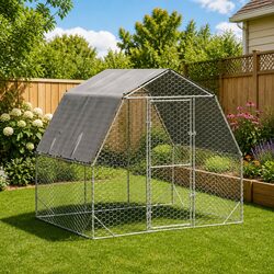 Durable Chicken Run with Roof 2.5x2x2.25m Enclosure