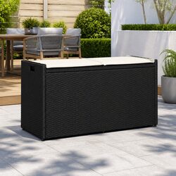 Durable Black Outdoor Storage Bench with Cushion 100cm
