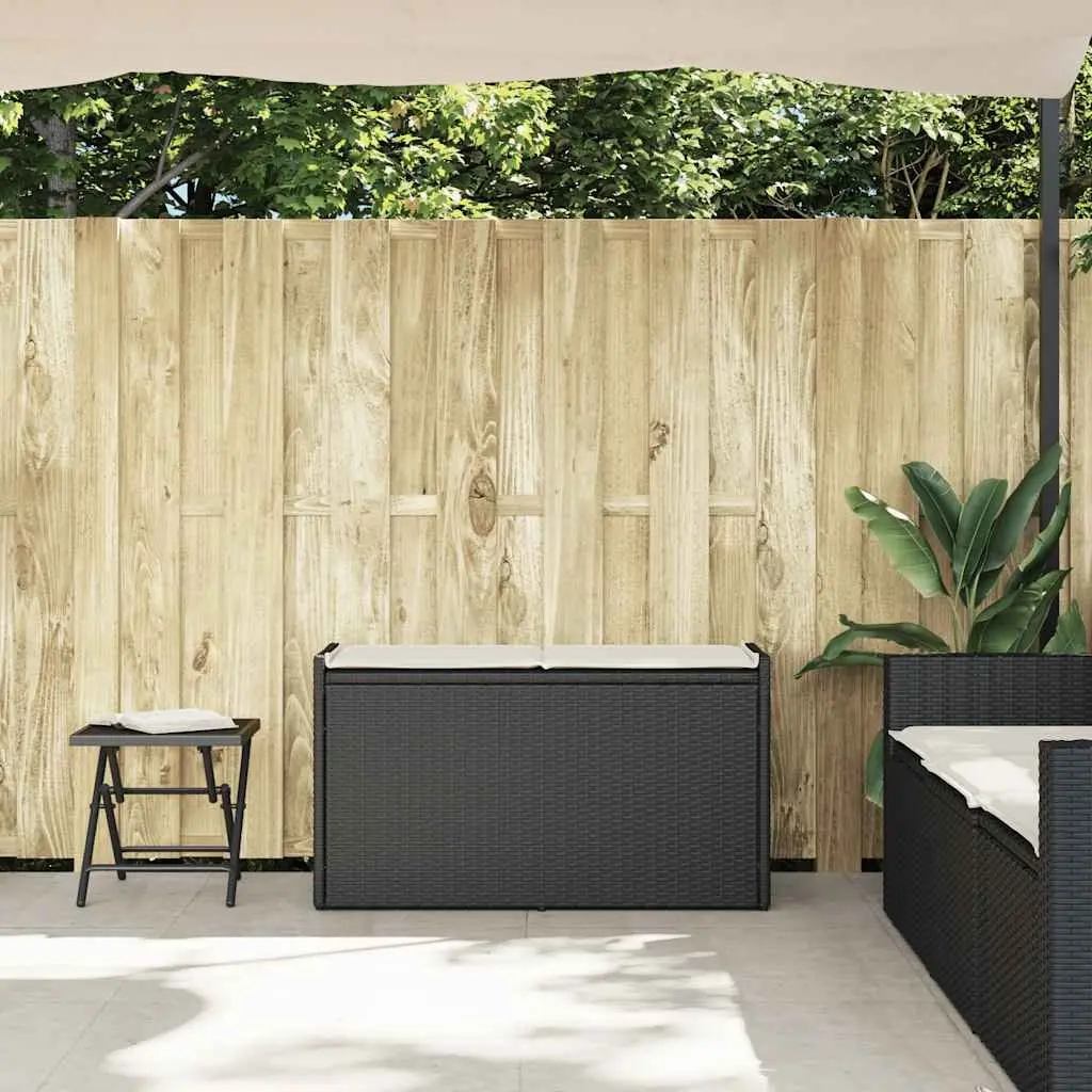 Black Outdoor Storage Bench with Cushion 100cm