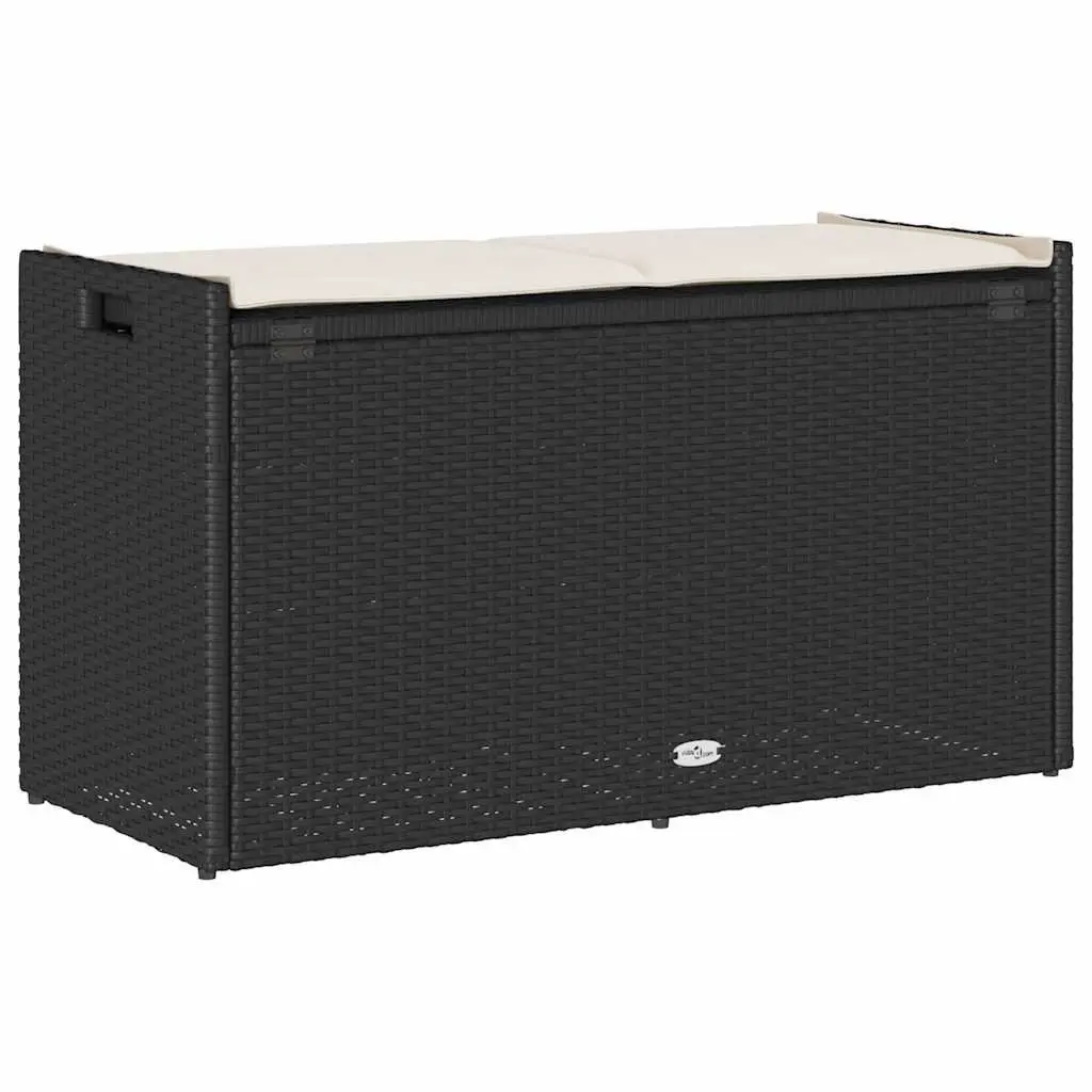 Black Outdoor Storage Bench with Cushion 100cm
