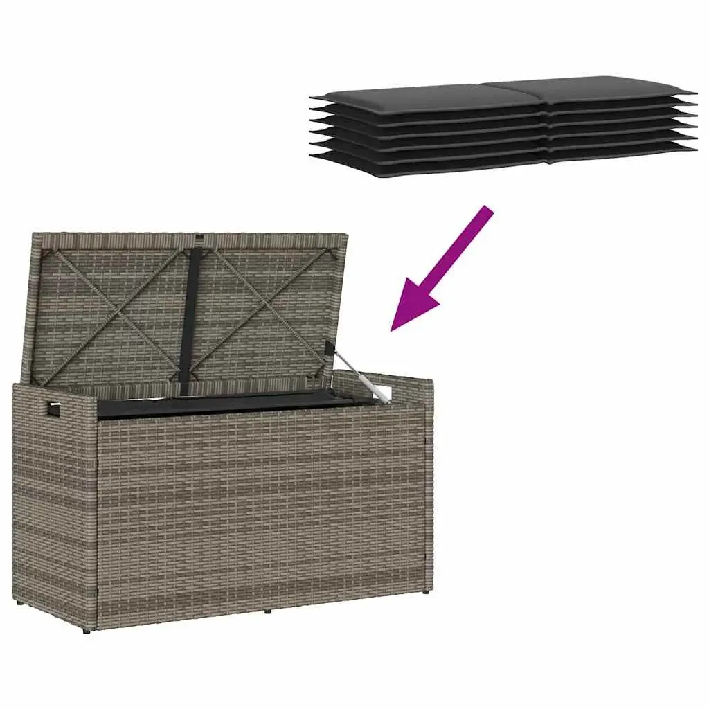 Outdoor Storage Bench with Cushion in Grey