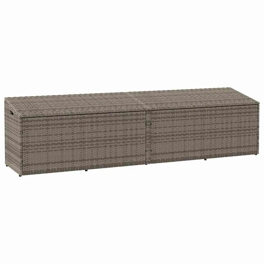Garden Storage Box Poly Rattan Grey 220 x 50 x 58 cm Outdoor Furniture