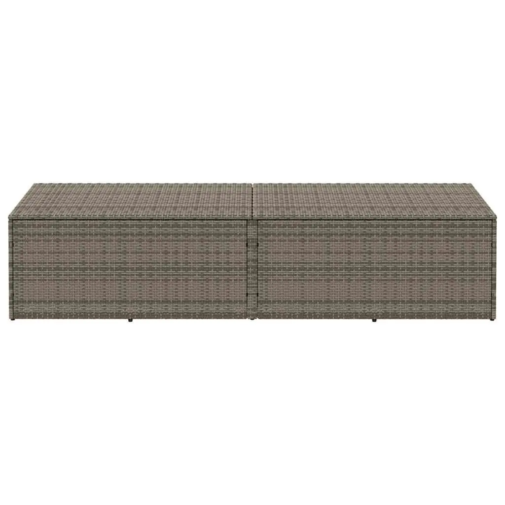 Garden Storage Box Poly Rattan Grey 220 x 50 x 58 cm Outdoor Furniture